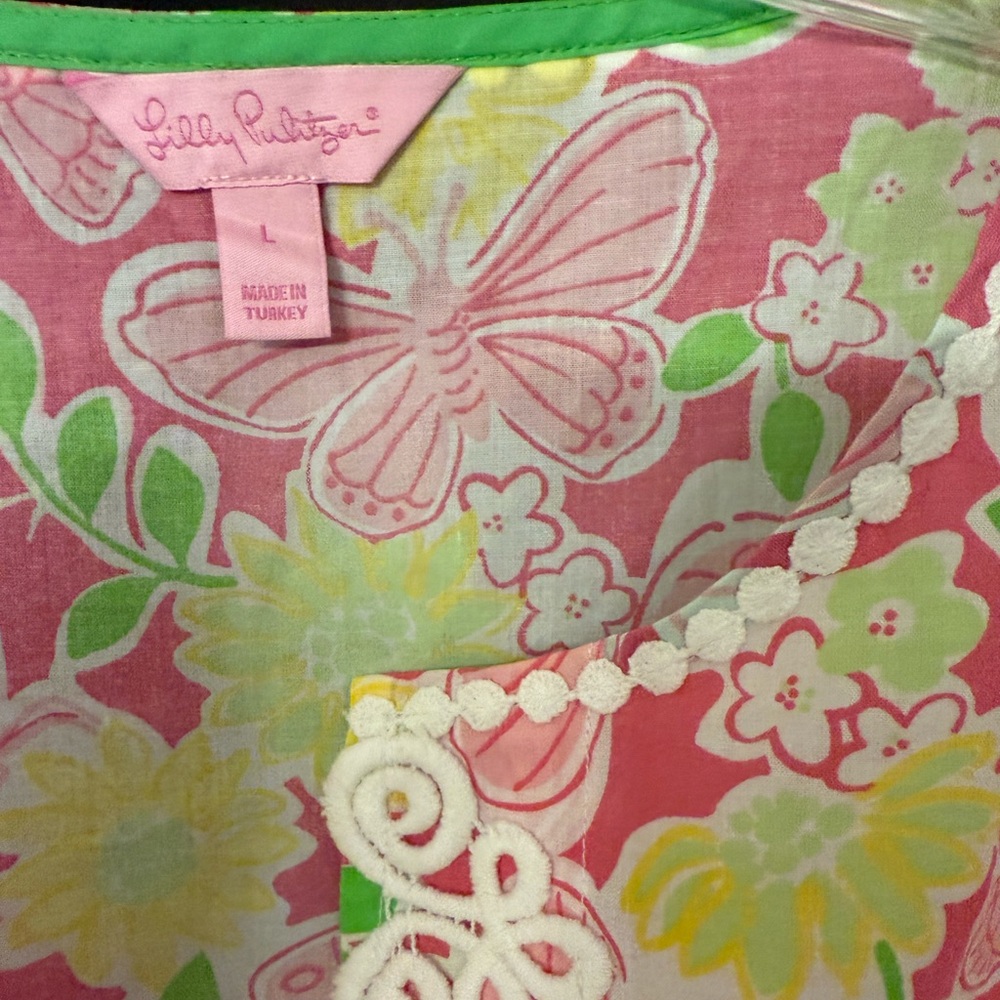 Lilly Pulitzer Floral Pink and Green Caftan Maxi NWT - Picture 5 of 8
